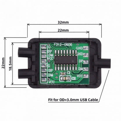PCBA for USB2.0 Ports HUB USB 1 to 2 Splitter with SR Cover for DIY OEM Parts 3.0mm Cable CN-003