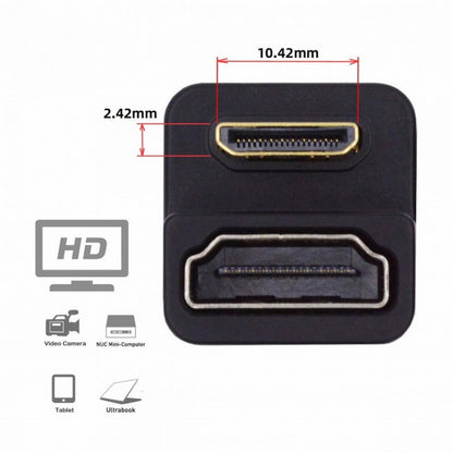 360 Degree Down Opposite U Shape Back Angled Mini HDMI 1.4 Male to HDMI Female Extension Adapter Converter HD-001-DN