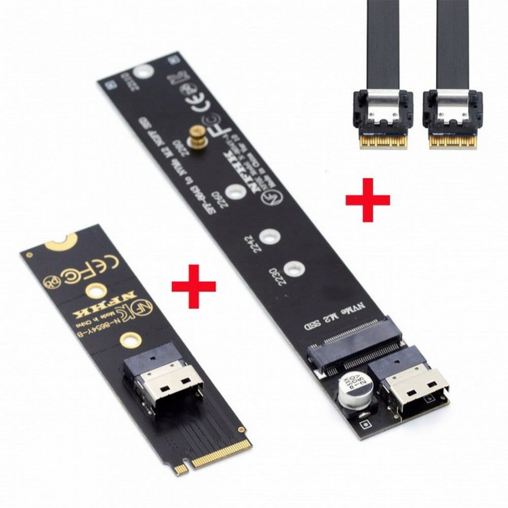NGFF M-Key NVME Male to Female Extension Cable 40cm with SFF-8654 Connector for Mainboard SSD 2280/22110 SA-040+SF-100