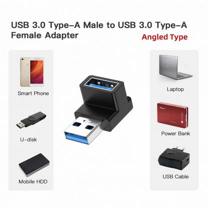 10Gbps USB3.0 Male to Female Extension Power Data Video Adapter 90 Degree Up Angled Type U3-018-UP