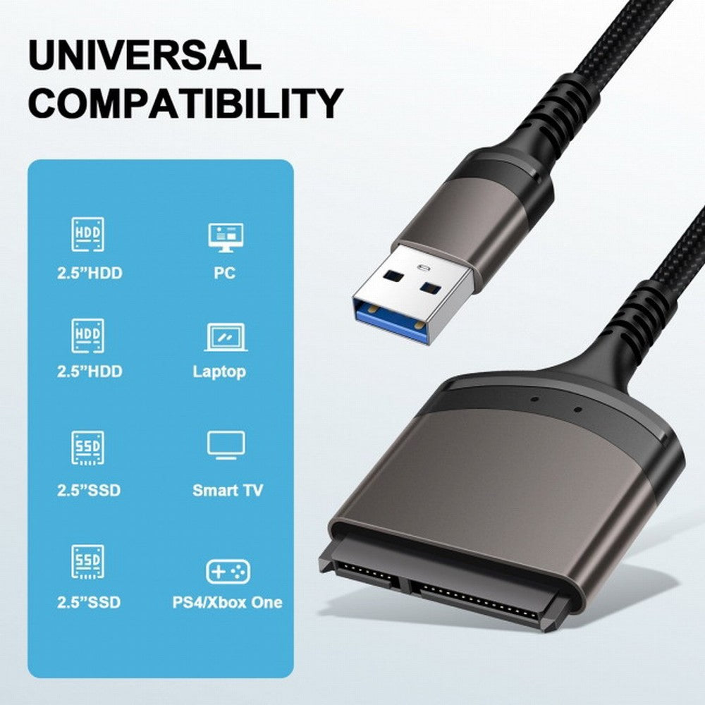 5Gbps USB 3.0 Type-A to SATA 22 Pin Adapter Cable for 2.5" Hard Disk Driver SSD U3-077-SL