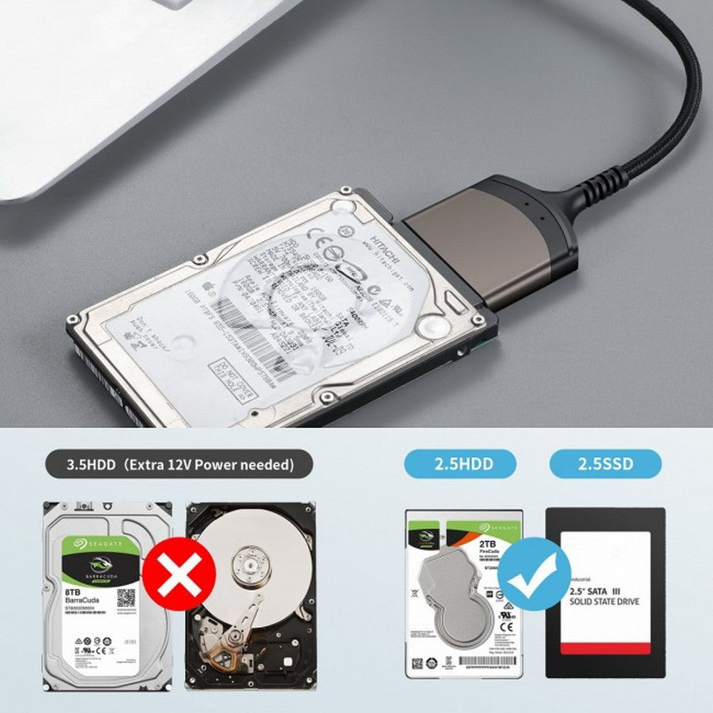 5Gbps USB-C Type-C to SATA 22 Pin Adapter Cable for 2.5" Hard Disk Driver SSD Laptop UC-146-SL