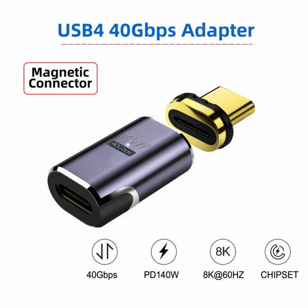 Magnetic Connector USB4 140W 40Gbps USB4 Type C Male to Female Adapter Power Data 8K Video for Laptop Phone UC-062-MF