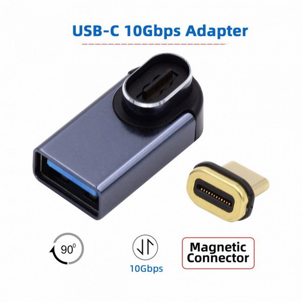 Magnetic Connector 10Gbps Type C Male to USB3.0 Female 90 Degree Low Profile Angled OTG Data Adapter for Laptop Phone UC-028-AFL