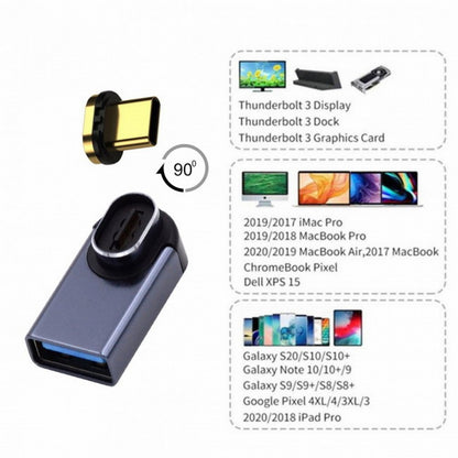 Magnetic Connector 10Gbps Type C Male to USB3.0 Female 90 Degree Low Profile Angled OTG Data Adapter for Laptop Phone UC-028-AFL