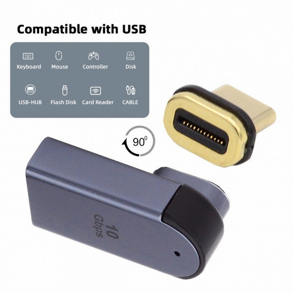 Magnetic Connector 10Gbps Type C Male to USB3.0 Female 90 Degree Low Profile Angled OTG Data Adapter for Laptop Phone UC-028-AFL