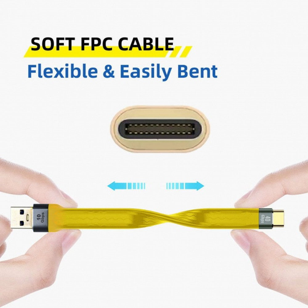 Yellow 10Gbps USB 3.1 Type C Male to USB3.0 Type A Male Flat Slim FPC Data Cable for Laptop Phone UC-036-0.13Y