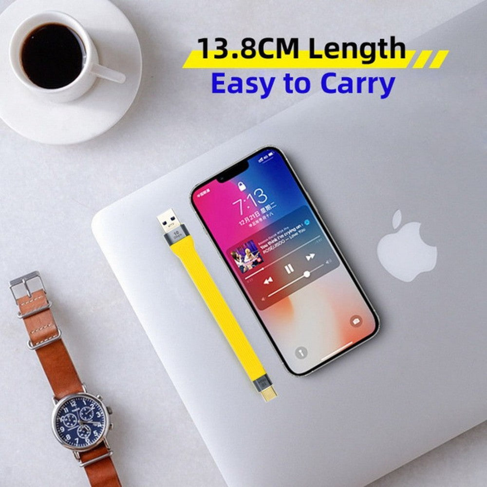 Yellow 10Gbps USB 3.1 Type C Male to USB3.0 Type A Male Flat Slim FPC Data Cable for Laptop Phone UC-036-0.13Y