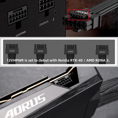 12VHPWR ATX3.0 PCI-E 5.0 Power Modular Cable 16Pin to 16Pin for 3080 3090TI PSU 12+4Pin Graphics Card PW-013
