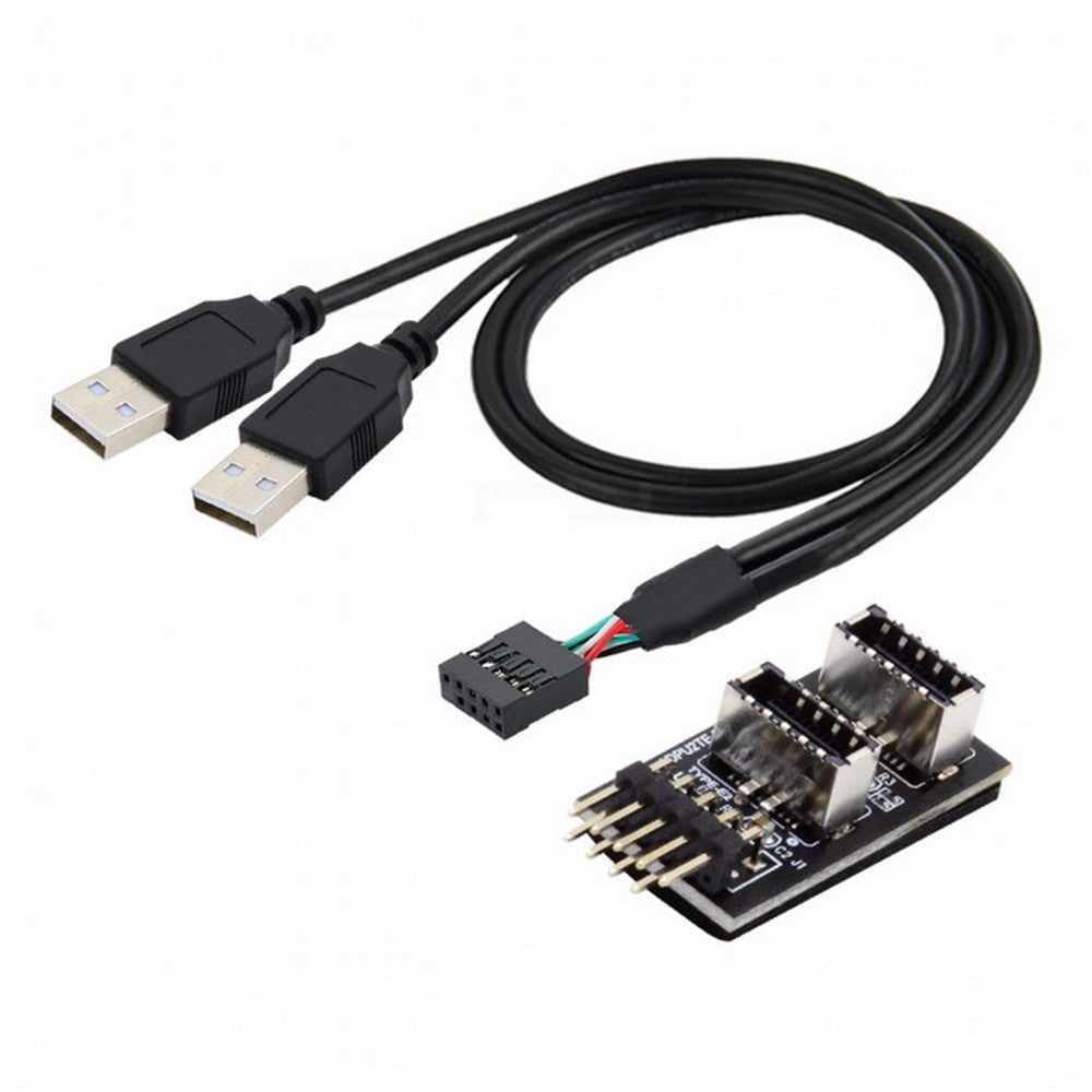 Dual USB 3.1 Front Panel Socket Key-A Type-E to USB 2.0 Type-A 9Pin 10Pin Mainboard Header Male Cable Extension Adapter U2-128+UC-022