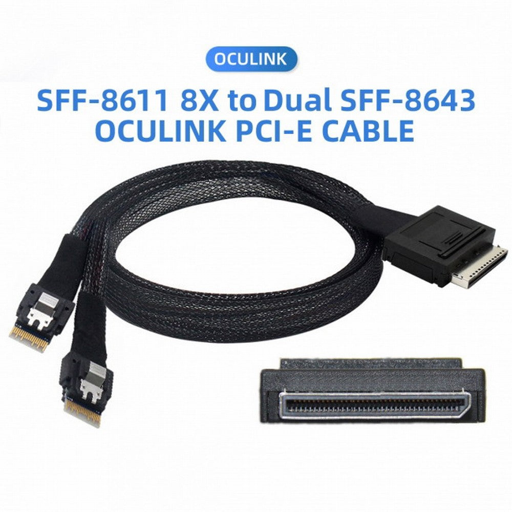 OCuLink PCIe PCI-Express SFF-8611 8x 8-Lane to Dual SFF-8654 Slimline 4x SSD Data Active Cable 50cm SF-052