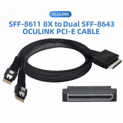 OCuLink PCIe PCI-Express SFF-8611 8x 8-Lane to Dual SFF-8654 Slimline 4x SSD Data Active Cable 50cm SF-052