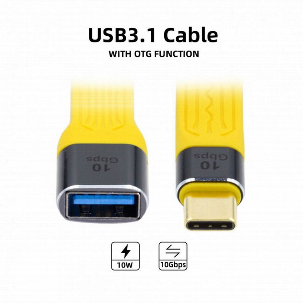 Yellow USB 3.1 Type C Male Host to USB3.0 Type A Female OTG Flat Slim FPC Data Cable for Laptop Phone UC-063-0.13Y