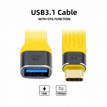 Yellow USB 3.1 Type C Male Host to USB3.0 Type A Female OTG Flat Slim FPC Data Cable for Laptop Phone UC-063-0.13Y