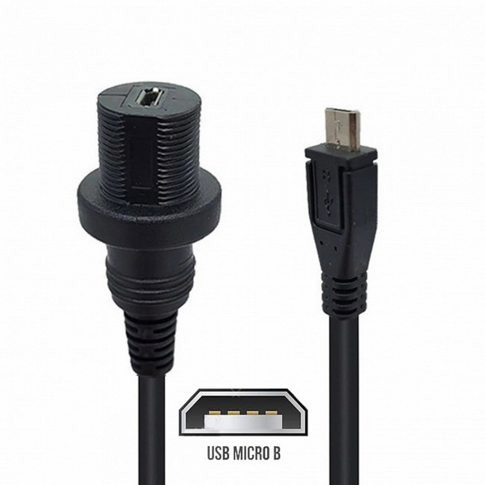 1m Waterproof Dustproof 480Mbps Micro USB2.0 5Pin Male to Female Extension Data Power Cable Car Panel Mount Design U2-003-1.0M
