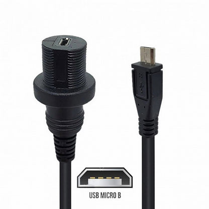 1m Waterproof Dustproof 480Mbps Micro USB2.0 5Pin Male to Female Extension Data Power Cable Car Panel Mount Design U2-003-1.0M