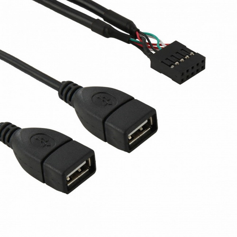 USB 9Pin 10Pin Motherboard Female Header to Dual USB 2.0 Female Adapter Cable 50cm U2-129