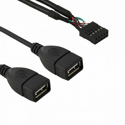 USB 9Pin 10Pin Motherboard Female Header to Dual USB 2.0 Female Adapter Cable 50cm U2-129