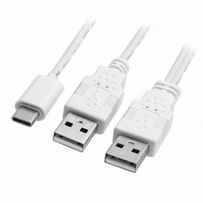 USB 3.1 Type C USB-C to Dual A Male Extra Power Data Y Cable for Cell Phone Hard Disk UC-073