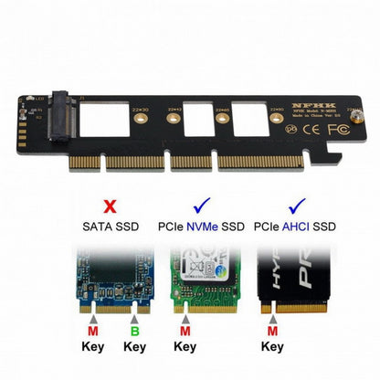 NGFF M.2 M-key NVME AHCI SSD to PCI-E 3.0 16x 4x Adapter for 110mm 80mm SSD SA-021