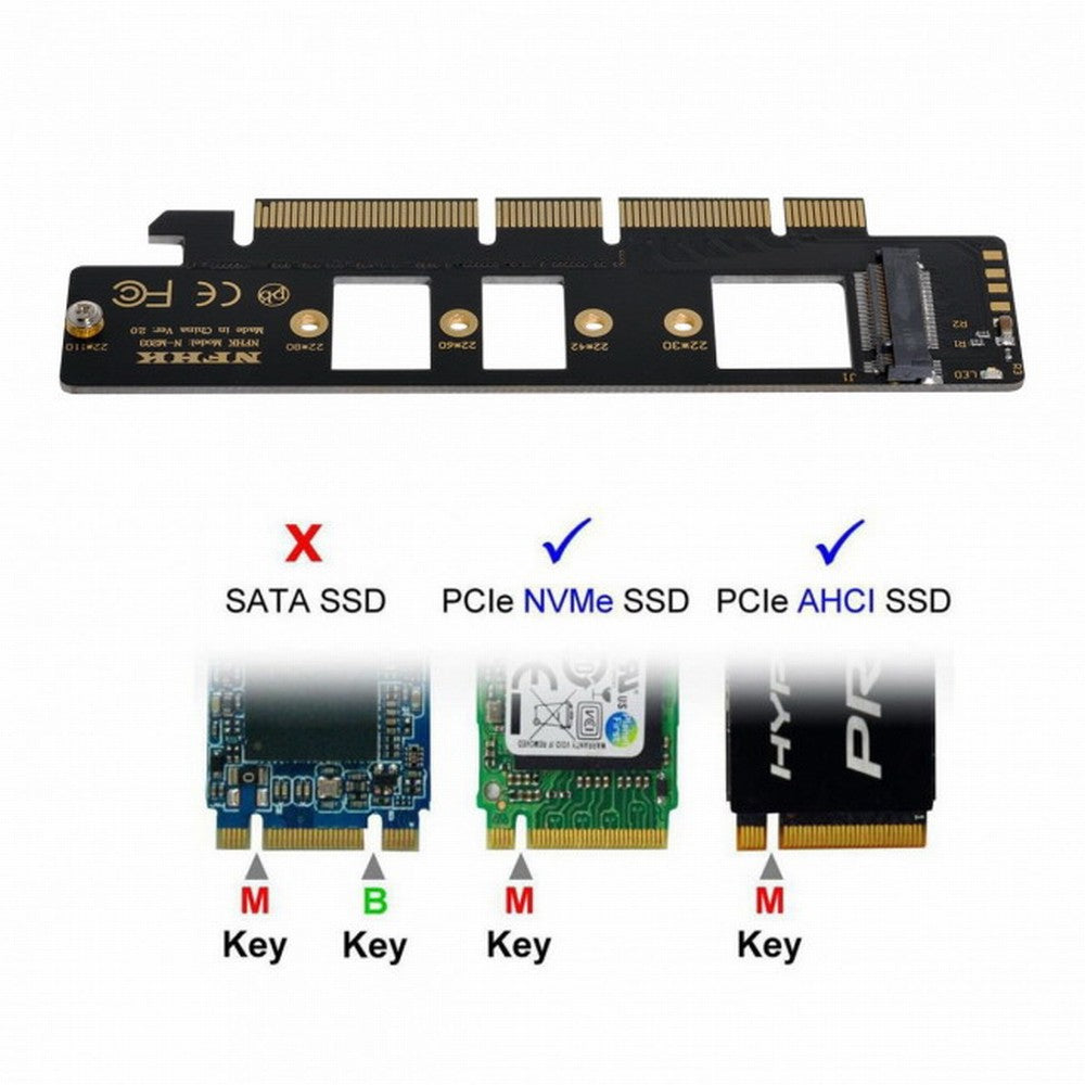 NGFF M.2 M-key NVME AHCI SSD to PCI-E 3.0 16x 4x Adapter for 110mm 80mm SSD SA-021
