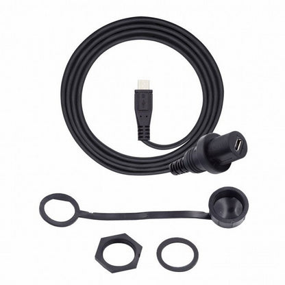 1m Waterproof Dustproof 480Mbps Micro USB2.0 5Pin Male to Female Extension Data Power Cable Car Panel Mount Design U2-003-1.0M
