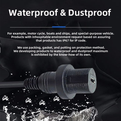 1m Waterproof Dustproof 480Mbps Micro USB2.0 5Pin Male to Female Extension Data Power Cable Car Panel Mount Design U2-003-1.0M
