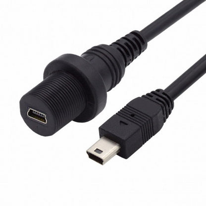 1m Waterproof Dustproof 480Mbps Mini USB2.0 5Pin Male to Female Extension Data Power Cable Car Panel Mount Design U2-015-1.0M