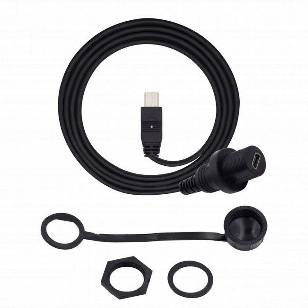 1m Waterproof Dustproof 480Mbps Mini USB2.0 5Pin Male to Female Extension Data Power Cable Car Panel Mount Design U2-015-1.0M