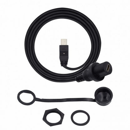 1m Waterproof Dustproof 480Mbps Mini USB2.0 5Pin Male to Female Extension Data Power Cable Car Panel Mount Design U2-015-1.0M