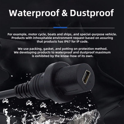 1m Waterproof Dustproof 480Mbps Mini USB2.0 5Pin Male to Female Extension Data Power Cable Car Panel Mount Design U2-015-1.0M