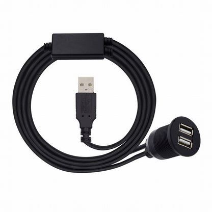 1m Waterproof Dustproof 480Mbps USB2.0 Type-A Male to Dual Female Hub Extension Data Power Cable Car Panel Mount Design U2-024-1.0M