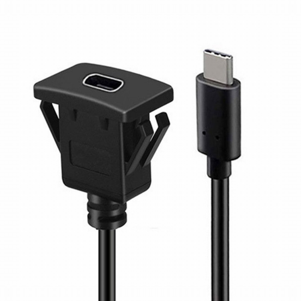 Waterproof Dustproof USB-C Type-C USB 3.1 10Gbps Extension Flush Car Latch Mount Extension Cable for Dashboard Panel UC-021-1.0M