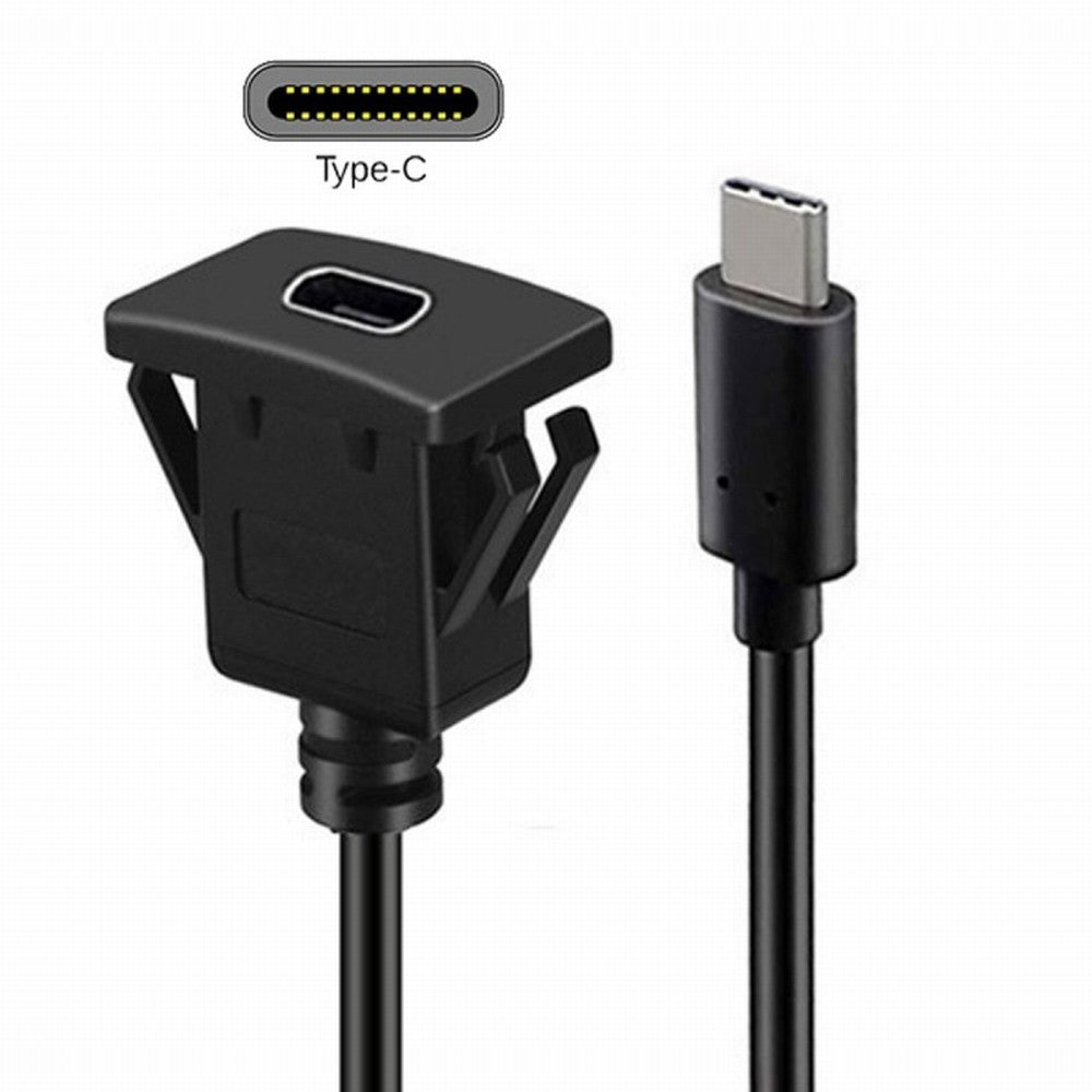 Waterproof Dustproof USB-C Type-C USB 3.1 10Gbps Extension Flush Car Latch Mount Extension Cable for Dashboard Panel UC-021-1.0M