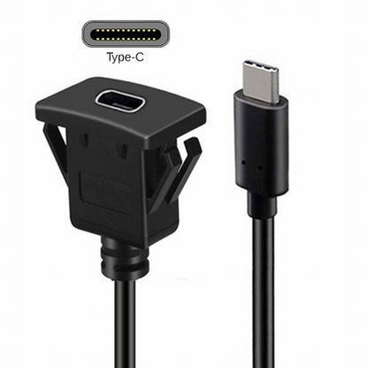 Waterproof Dustproof USB-C Type-C USB 3.1 10Gbps Extension Flush Car Latch Mount Extension Cable for Dashboard Panel UC-021-1.0M