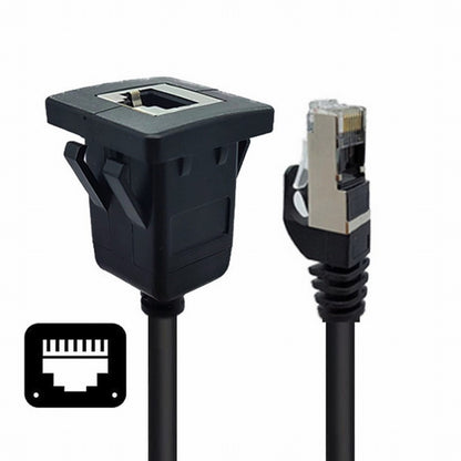 Waterproof Dustproof Latch Locking CAT6 RJ45 Male to Female Lan Ethernet Network Extension Cable Car Panel Mount Design UT-016-1.0M