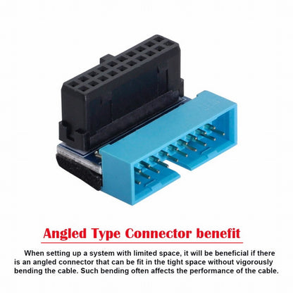 Up Angled USB 3.0 20Pin 19Pin Male to Female Extension Adapter 90 Degree for Motherboard Mainboard U3-053-UP