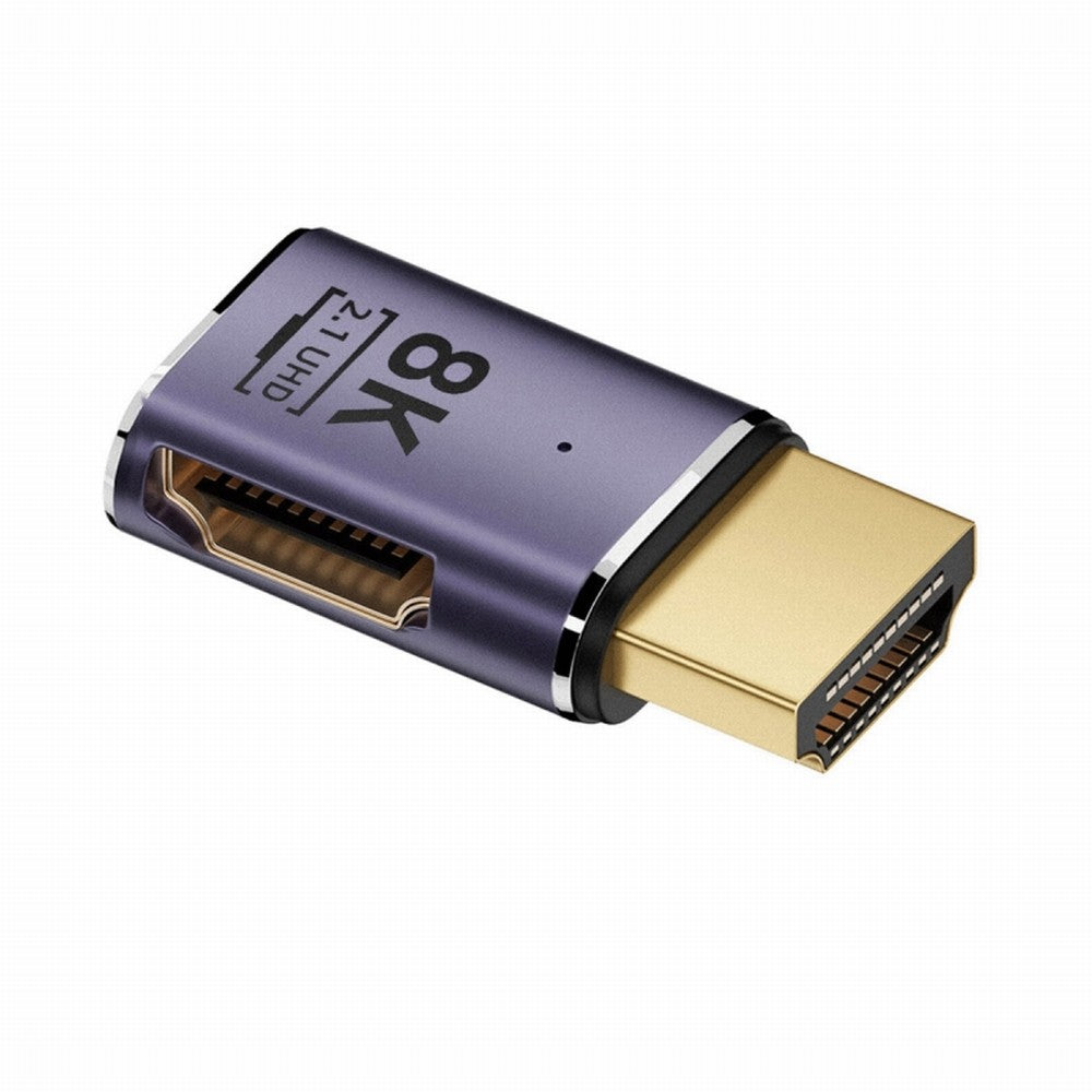 HDMI Male to HDMI 2.1 Female Flat Horizontal 90 Degree Right Angled UHD Extension Adapter Support 8K 60hz HDTV HD-011-A8K02