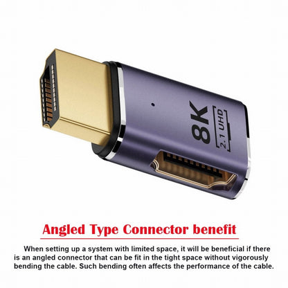 HDMI Male to HDMI 2.1 Female Flat Horizontal 90 Degree Left Angled UHD Extension Adapter Support 8K 60hz HDTV HD-011-A8K03