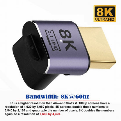 HDMI Male to HDMI 2.1 Female Vertical 90 Degree Down Angled UHD Extension Adapter Support 8K 60hz HDTV HD-011-A8K04