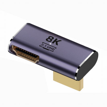 HDMI Male to HDMI 2.1 Female Vertical 90 Degree Right Up Angled Low Profile UHD Extension Adapter Support 8K 60hz HDTV HD-011-A8K08