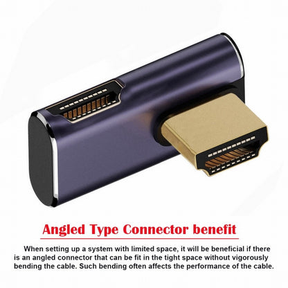 HDMI Male to HDMI 2.1 Female Vertical 90 Degree Right Up Angled Low Profile UHD Extension Adapter Support 8K 60hz HDTV HD-011-A8K08