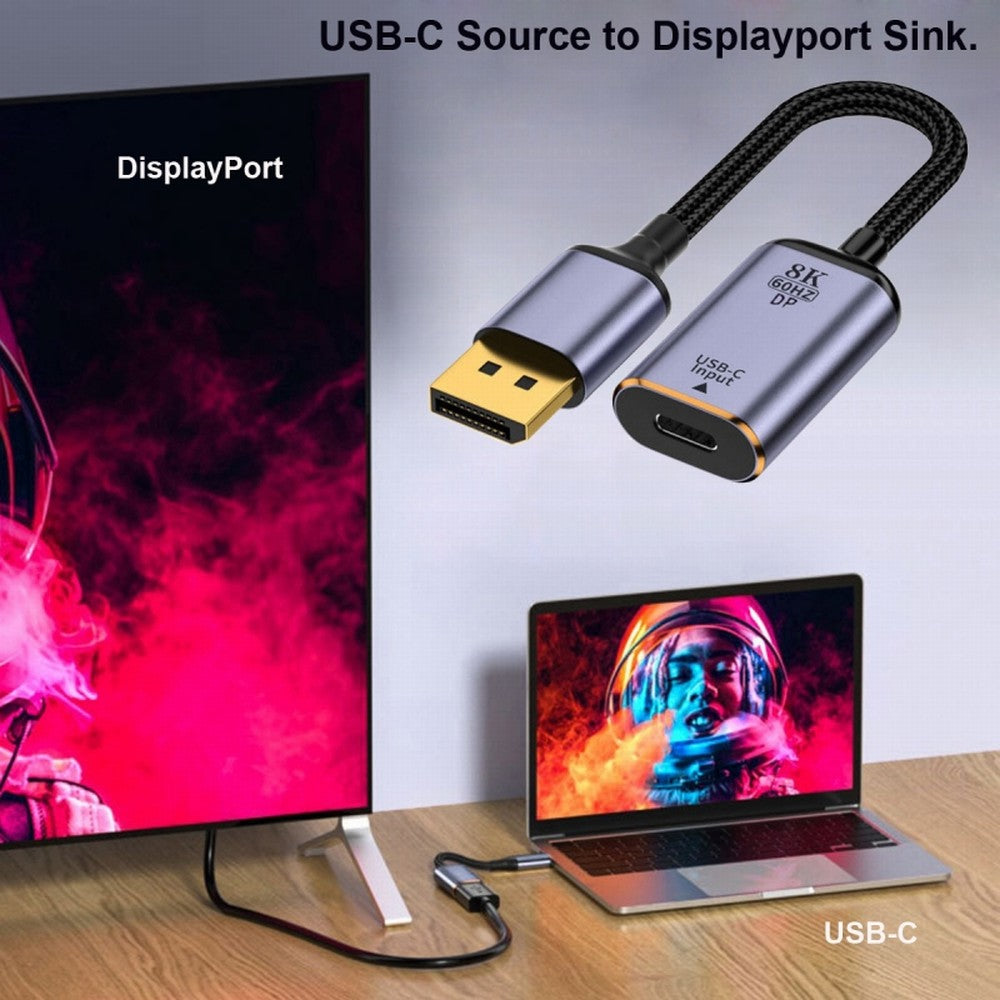 USB-C Type C Female Source to Displayport DP 1.4 Sink HDTV Cable 8K@60hz 4K@120hz for Tablet Phone Laptop UC-038-D8K