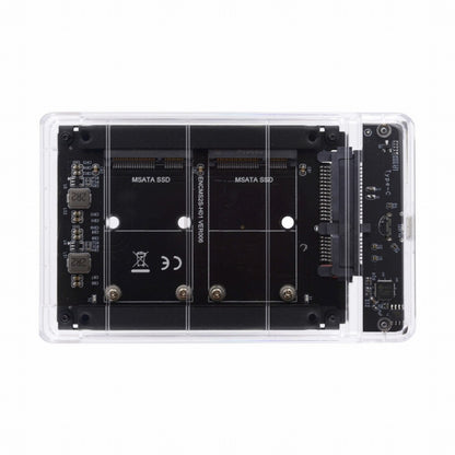 Dual MSATA Mini-SATA SSD Card JBOD Raid0 Span Bridge to USB3.0 Type-C USB-C 2.5inch SATA Combo Enclosure SA-049+UC-079-WH