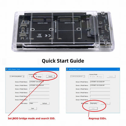 Dual MSATA Mini-SATA SSD Card JBOD Raid0 Span Bridge to USB3.0 Type-C USB-C 2.5inch SATA Combo Enclosure SA-049+UC-079-WH