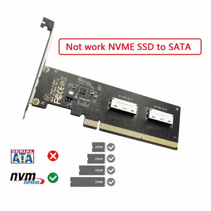 PCIE PCI-Express 16x to Dual Oculink SFF-8612 SFF-8611 8x VROC Adapter for Mainboard SSD Graphics Card SF-057-2P