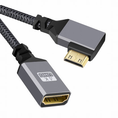 4K Type-C MINI HDMI 1.4 Male 90 Degree Left Angled to HDMI Female Extension Cable for DV MP4 Camera DC Laptop HD-004-LE