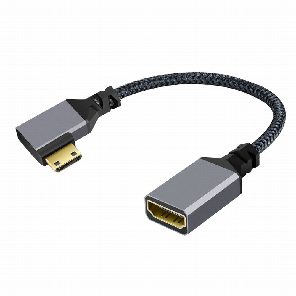 4K Type-C MINI HDMI 1.4 Male 90 Degree Left Angled to HDMI Female Extension Cable for DV MP4 Camera DC Laptop HD-004-LE