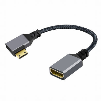 4K Type-C MINI HDMI 1.4 Male 90 Degree Left Angled to HDMI Female Extension Cable for DV MP4 Camera DC Laptop HD-004-LE