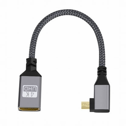 4K Type-D Micro HDMI 1.4 Male 90 Degree Left Angled to HDMI Female Extension Cable for DV MP4 Camera DC Laptop HD-012-LE